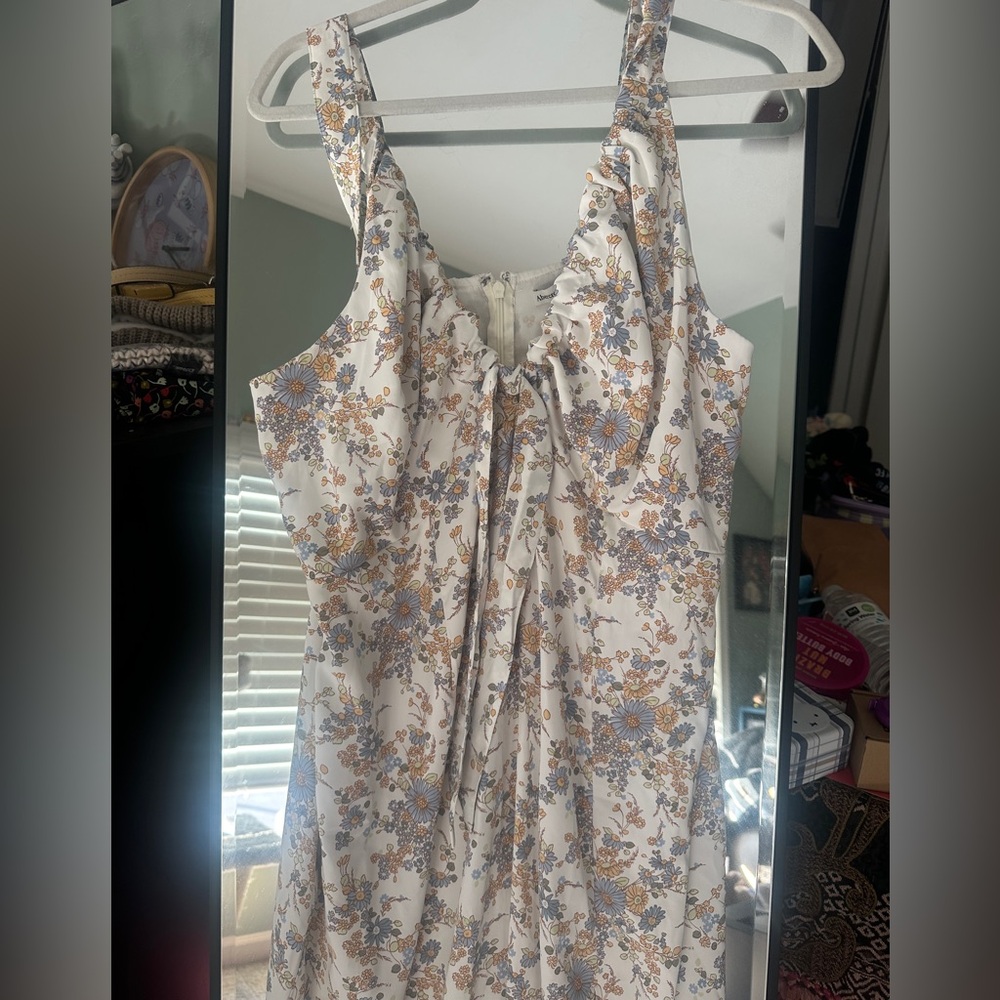 NWT Abercrombie and Fitch Floral Cinched Neck Slip Midi Dress - Picture 2 of 16